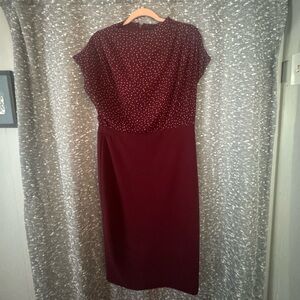 Express burgundy polka dot midi dress.  Size Large